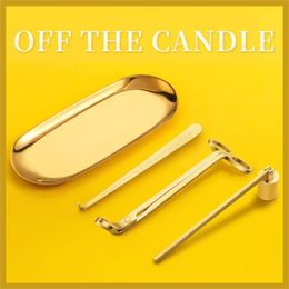 4pcs Luxury Candle Accessory Set Extinguisher Tool Snuffer Trimmer Hook Tray Dipper Home Decor For Party Wedding 211222