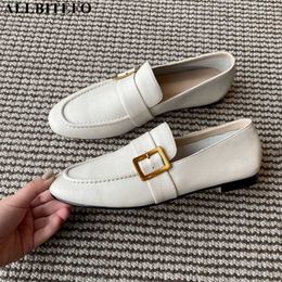 ALLBITEFO soft natural genuine leather low heel shoes fashion casual women heels shoes kitten heels women office shoes 210611