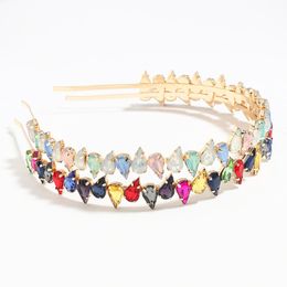 summer simple temperament hair accessories drop-shaped alloy Rhinestone headband ladies party headwear