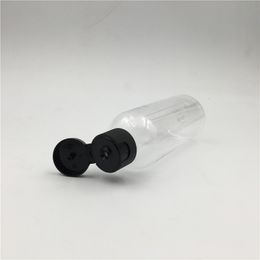 50 PCS 10 60 80 100 ML Transparent Plastic Perfume Bottle Whit Black Flip The Top Cover Empty Cosmetic Containers