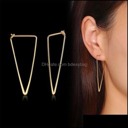 Hoop Jewelryhoop & Hie Golden Big Triangle Earrings For Women Fashion Geometric Simple Statement Girls Lady Drop Delivery 2021 Xwmqr