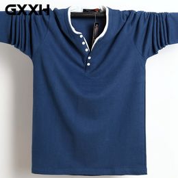New Autumn Winter Men's Long Sleeve T-Shirts Plus Size 4XL 5XL 6XL Solid Colour Tee Cotton Oversize T-shirt Man Big Size Tee 210317