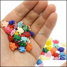 Shell, Bone, Coral Loose Beads Jewellery 100Pcs Mix Colour Carving Little Sea Turtle 12Mm Small Tortoise Diy Making Aessories 632 Z2 Drop Deliv