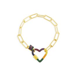 925 sterling silver gold rainbow heart-shaped bracelet ins unique design light luxury nightclub Valentine Gift