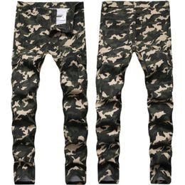 Jeans Men European And American Folds Slim-fit Man Pants Trendy Multi-pocket Male Army Green Mens Trousers Long