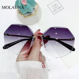 2021 Rimless Sunglasses Women Brand Designer Sun Glasses Gradient Shades Cutting Lens Ladies Frameless Metal Eyeglasses UV400