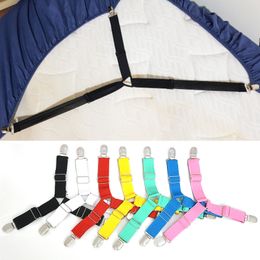 4Pcs/Set Elastic Bed Sheet Grippers Belt Fastener Adjustable Triangle Anti-slip Button Multifunction Adjustment Buckle Mattress Cover Blanket Holder Clips JY0619