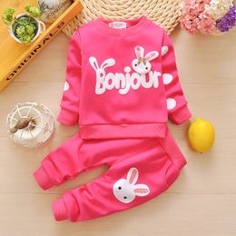 BibiCola Baby Girls Clothes Spring Autumn Baby Girls Clothing Sets Kids Girls Sport Suit Cartoon Sweatshirts+Pants Tracksuit Set 210315