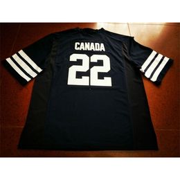 001 Brigham Young Cougars Squally Canada #22 real Full embroidery College Jersey Size S-4XL or custom any name or number jersey