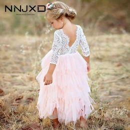 Vestidos Girls Winter Dress Brand Backless Teenage Party Princess Dress Children Costume for Kids Clothes Pink 3-8T Q0716