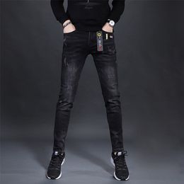 Mens High Quality Stretch Black Denim Jeans,Scratches Designed Slim-fit Nobility Fashion Jeans Pants,Classic&Stylish; 211011