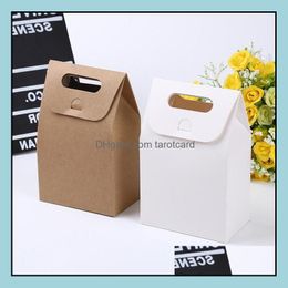 Lunch Boxes&Bags Kitchen Storage & Organisation Kitchen, Dining Bar Home Garden 10*6*16Cm Gift Kraft Box Craft Bag With Handle Soap Candy Ba