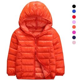 Autumn Winter Hooded Children Down Jackets For Girls Candy Color Warm Kids Coats Boys 3-14 Years Outerwear Clothes 211027