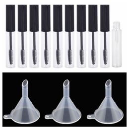 Mascara Container 10ml black high-end bottle round eyelash growth liquid Brush Tube empty bottle and funnel KK0066HY