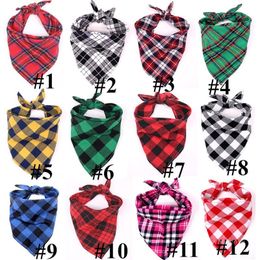 Pet Dog Plaid Scarfs Neckerchief Dogs Triangular towel Collar Cotton Scottish Saliva Towels Plus Size Triangle Bibs M L T9I001184