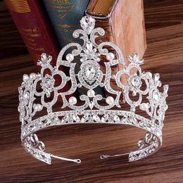 Luxury Multi-Color Crystal Hollow Out Bridal Tiaras Crown Wedding Hair Jewelry Accessories Big Bride Diadem for Women Girls VL