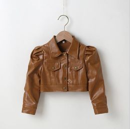 Short Style Baby Girls Pu Leather Jackets Spring Fall Fashion Girl Jacket Kids Casual Coats Children Outwear 2-7 Years