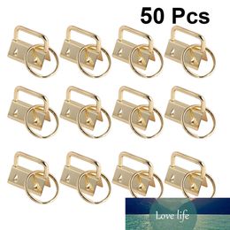 50Pcs DIY Fabric Hardware Key Chain Fob Wristlet Hardware with Key Ring for Lanyard Luggage Strap Accessories(25mm, Silver)