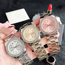 Brand quartz wrist Watch for Women Girl crystal metal steel band Watches M111