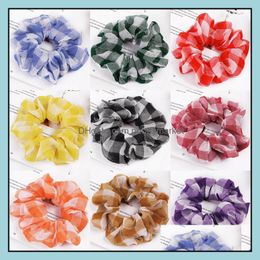 Pony Tails Holder Hair Jewellery 19 Colour Lattice Headband Large Intestine Ties Ropes Elastic Band Girl Ponytail Trendy Aessories Wholesale Dr