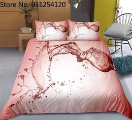 Bedding Sets Wine Liquid 3D Printed Duvet Cover Set Adults Friends Gift Quilt Valentine's Day 2/3 Piece For Home