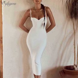 Summer Dress Women Strapless Sleeveless Bandage Sexy Bodycon Chic Club Celebrity Party 210525
