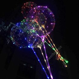 LED Bobo Balloon With 31.5inch Stick 3M String Balloon LED Light Christmas Halloween Birthday Balloons Party Decor Bobo Balloons DHP57