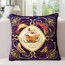 Luxury designer double-sided printing pillow case cushion cover high quality Velvet material fabric the large size 60*60cm for indoor fashion decoration family gift