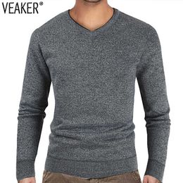 2020 New Men's Slim Fit V-Neck Sweaters Male Autumn Solid Colour Basic Sweaters Tops Knitted Pullovers M-3XL Y0907