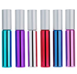 2021 10ml Colorful Glass Roll on Essential Oil Empty Perfume Bottle Stainless Steel Roller Ball Fast Shipping- Set of 7 Colors