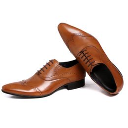 Oxford Mens Dress Shoes Formal Business Lace-up Full Grain Leather Wedding Party Shoes for Men B65