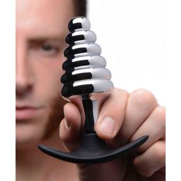 Anal toys BEEGER Dark Hive Metal and Silicone Ribbed PlugUnderwear outdoor butt plug dildo vaginal unisex SM insert sex toy for men 1125