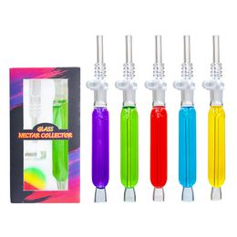 Freezable Glycerin Dab Straw with Quartz & Stainless Steel tip smoke accessory 14mm joint glass nectar collector smoking pipes