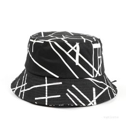 Party Hats Fisherman's hats female letter line printing basin cap Japanese versatile black and white hip hop hat spring and summer T2I52328