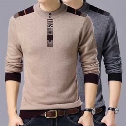 Chegadas de inverno espessa suéter quente O-pescoço camisola de lã homens marca-roupa de malha cashmere pulôver 211018