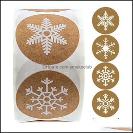 Greeting Event Festive Party Supplies Home & Gardengreeting Cards 500Pcs Kraft Stickers Christmas Gift Decoration Sticker For Package Statio