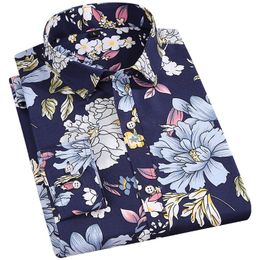Men's Casual Shirts Fashion Men Floral Print Long Sleeve Flower Soft Fit Daily Holiday Hawaian Beach Dress Button Homme Youth Clothing