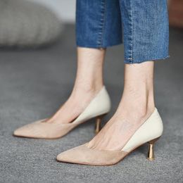 Women Heels Brand Fashion Shoes Party Dress Pumps Winter Autumn Point Toe Lady High Heels Metal Thin Heel 2021 New Shoes