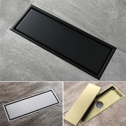 Other Bath & Toilet Supplies Bathroom Black Square Floor Drain Tile Insert Invisible Fashion Design Deodorization Filter Hair Linear For Sho