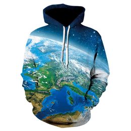 Men's Hoodies & Sweatshirts Map 3D Printing Hoodie Natural Sweatshirt River Hooded Oversized Harajuku Cover