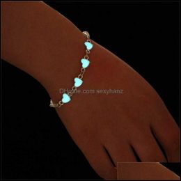 Luminous Heart Bracelets Light Up Anklets Blue Fluorescent Jewelry Glow In Darkdirect Transportation G1022 Drop Delivery 2021 7Dgvj