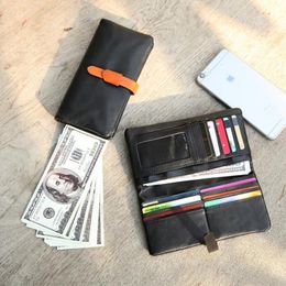 Wallets 2021 Designer Men's Wallet Genuine Leather Long Multifuntion Business Money Bag Fold Belt Closure Phone Purse