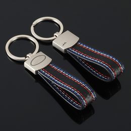 Top Design Leather Key Chain Key Rings Holder Metal KeyRing Keychains for F-PACE XJ Land Rover FIAT Abarth 500 Maserati Alfa Romeo Auto Accessions Car styling