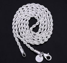 2021 3mm 925 Silver Rope Chain Necklace Fashion Chains Men Women Jewellery Necklace DIY accessories 16 18 20 22 24Inch