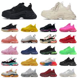 Top Quality Fashion Triple S Shoes Clear Sole Authentic Outdoor Designer All Black White Pink Green Red Beige Luxurys Designers Vintage Platform Sneakers Trainers