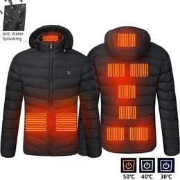 Men 9 Areas Heated Jacket USB Winter Outdoor Electric Heating Jackets Warm Sprots Thermal Coat Clothing Heatable Cotton jacket 210914
