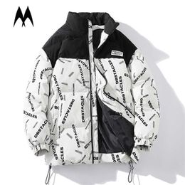 Street Hip Hop Coat Men Winter Thick Parka Jacket Harajuku Print Jackets Fashion Warm Parkas Mens Outwear Streetwear 211204