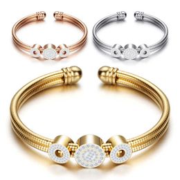 Modyle Adjustable Open Stainless Steel Bracelet Bangles 3 Color Cuff Bracelet for Women Jewelry Gift for Women Q0719