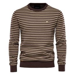 AIOPESON Cotton Striped Sweater Men Casual Fashion Warm Pullovers Knitted Mens Sweaters Winter High Quality Sweater for Men 211221