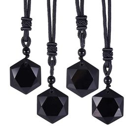 Pendant Necklaces Black Obsidian Stars Lucky Amulet Love Natural Energy Stone Necklace For Women Men Crystal Pendulum Jewellery